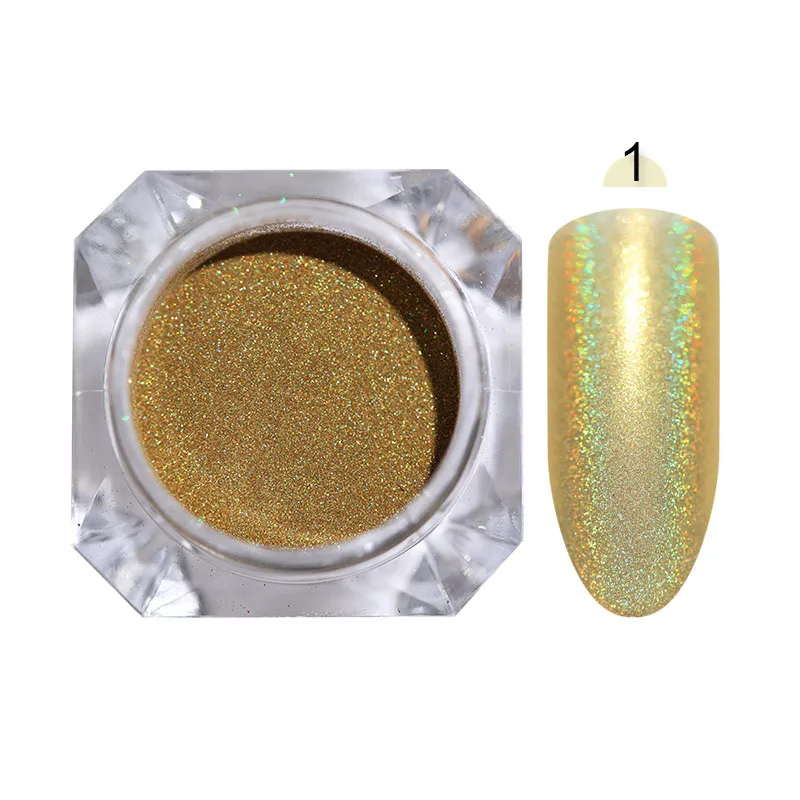 1g Holographic Nail Glitter Powder Laser Acrylic Shimmer Pigment Dust Chrome DIY Decoration Nail Art Design Accessories - Цвет: 1