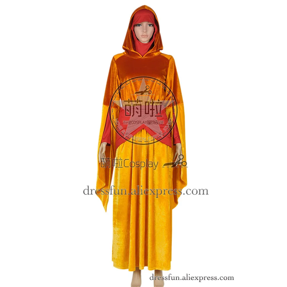 

Star Wars The Phantom Menace Cosplay Padme Amidala Costume Orange Dress Uniform Outfits Halloween Fashion Party Fast Shipping