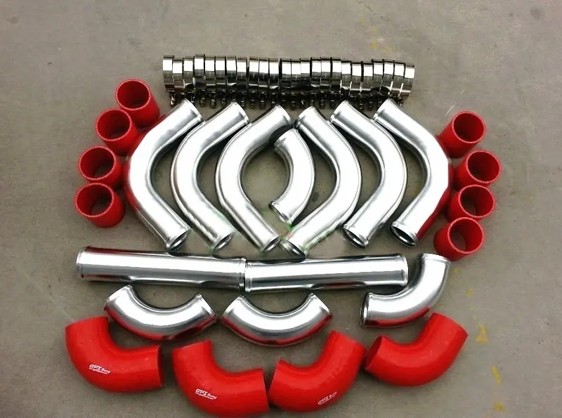 For 3" 76mm Aluminum Universal Intercooler Turbo Piping Red hose 12pcs