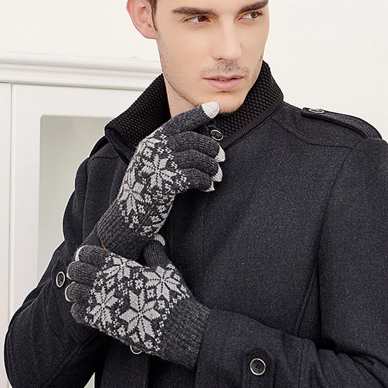

Winter Autumn Knitted Gloves Touch Screen Magic Stretch Gloves Snowflake Wool High Quality Warm Gloves Ladies Women Mitten