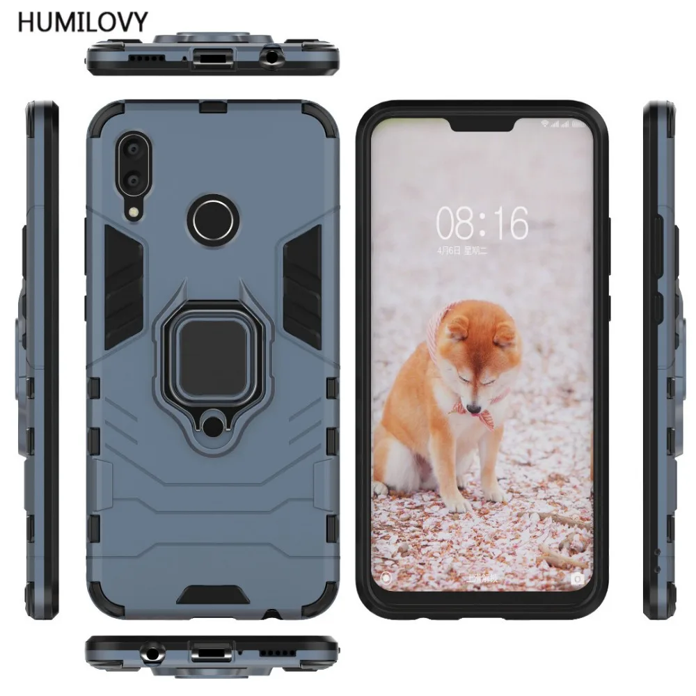 Чехол для Huawei P Smart Plus автомобильный Магнитный кронштейн кольцо на палец TPU + PC