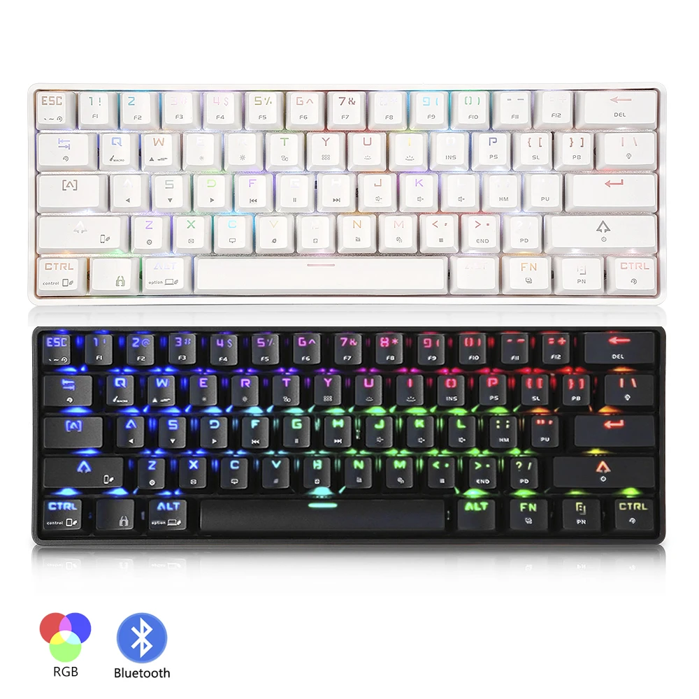 

DK61 Wireless Bluetooth Mechanical Keyboard 61 Keys Blue Switches Dual mode RGB Backlight for Gaming Typing PK Obins Anne Pro