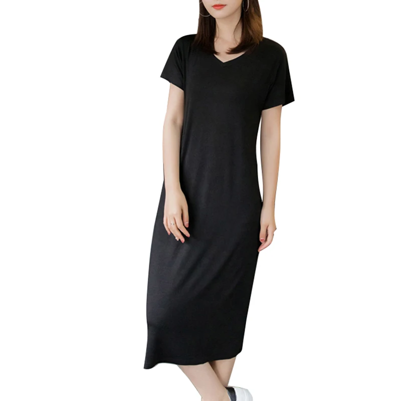 black long t shirt dress
