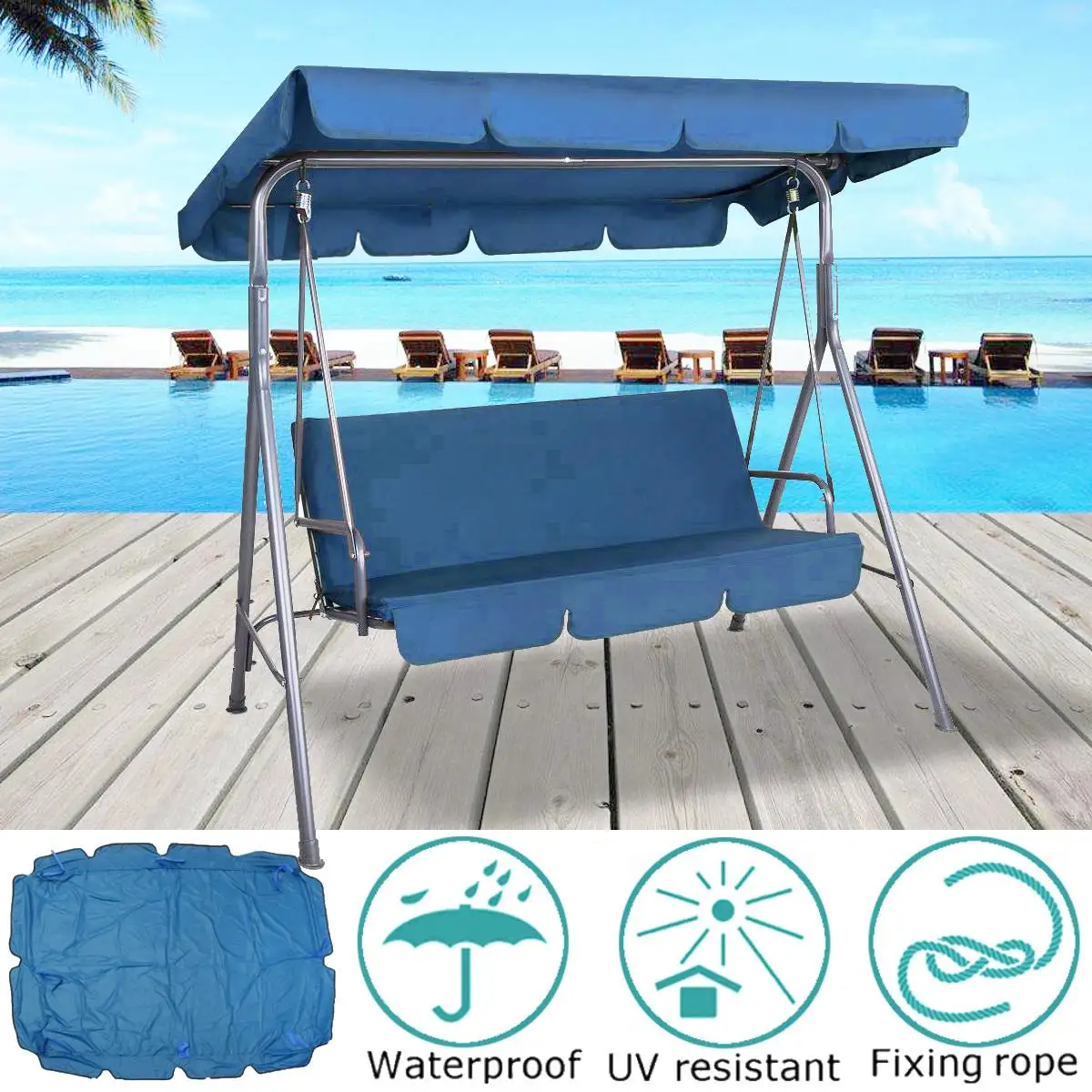 

Waterproof Anti UV Swing Chair Top Cover Shade Sail Outdoor Canopy Replacement Garden Courtyard Swing Cover Tent Chair