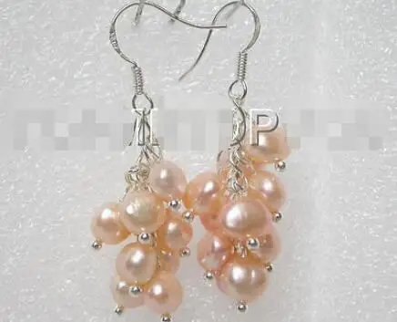 

Free Shipping >> New hot Charming! pink Baroque pearls dangle earrings E425