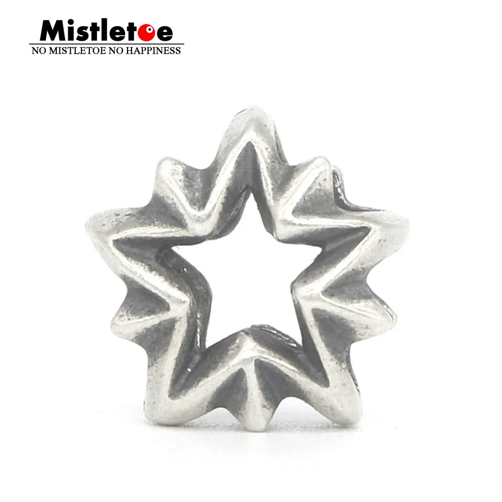 

Mistletoe Genuine 925 Sterling Silver Guiding Star Charm Bead Fits European Troll 3.0mm Bracelet Jewelry
