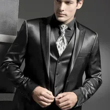 Черные смокинги с острым отворотом на одной пуговице, модный костюм Terno Masculino из 3 предметов(куртка+ штаны+ жилет+ галстук), официальный костюм высокого качества