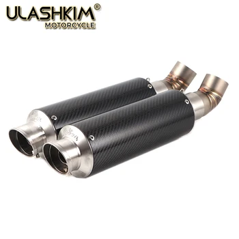 Motorcycle Exhaust Muffler Escape Pipe Link Pipe Carbon Fiber Exhaust Slip On FOR DUCATI 696 2008-2014 796 795 2010-2014 tkosm rsv4 motorcycle exhaust full system mid link pipe motorbike carbon fiber muffler sticker slip on for aprilia rsv4 2012 15