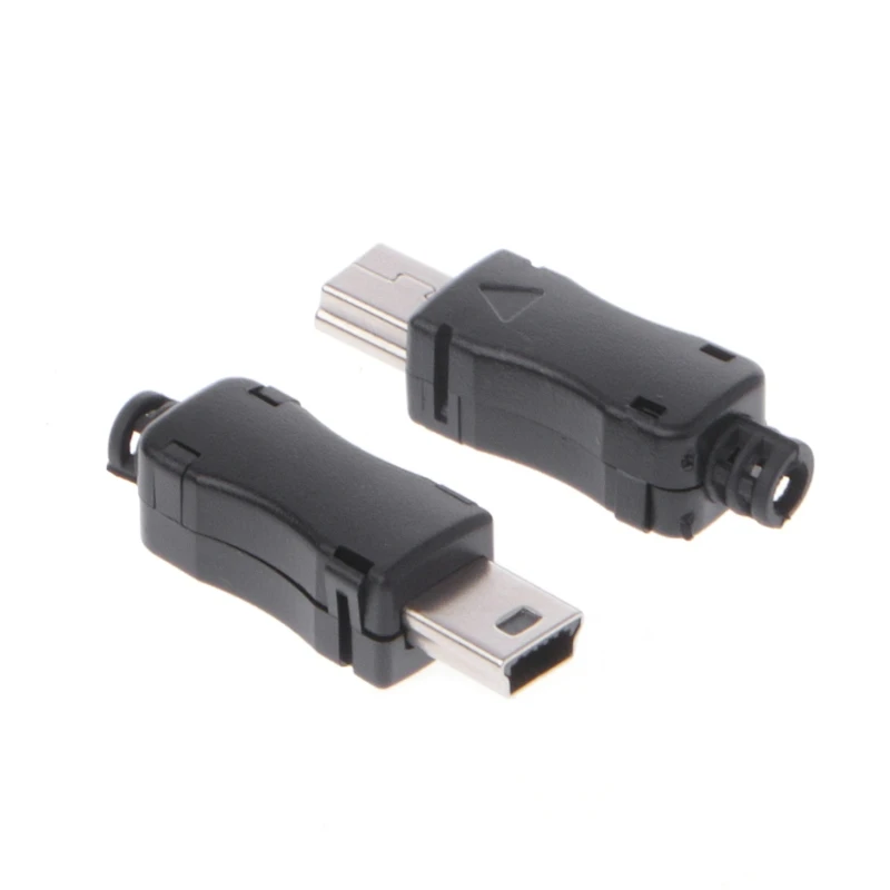 

10Sets DIY Mini USB 2.0 5PIN Plug Socket With Plastic Cover With Tail Connector