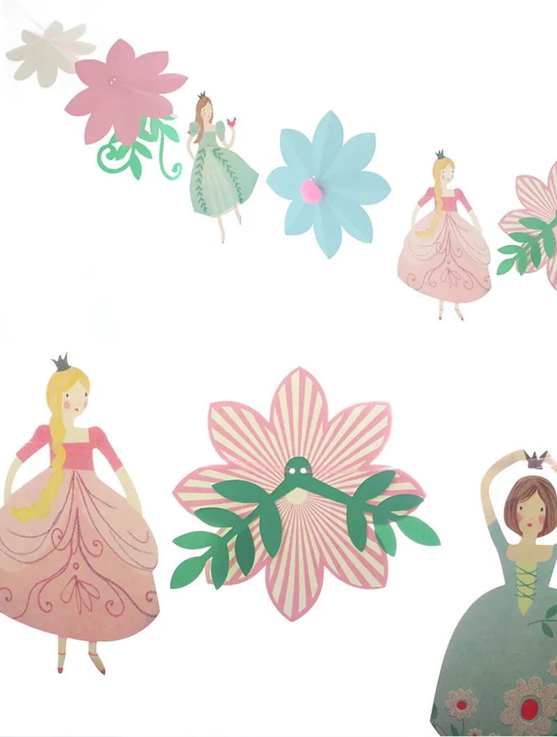 Цветок феи баннер Бумажная гирлянда для дня рождения танцы принцесса овсянка ребенка душ девочек любимые украшения поставки