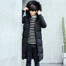 M-3XL ультрадлинная волнистая линия зимняя куртка на хлопковом подкладе для мальчиков с облегающим голенищем выше колена мужская одежда утепленная с капюшоном тонкий тепловой