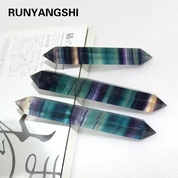 

Natural Crystal Fluorite Hexagonal Crystal Column Rainbow Fluorite Double cusp crystal point magic wand Streaked fluorite