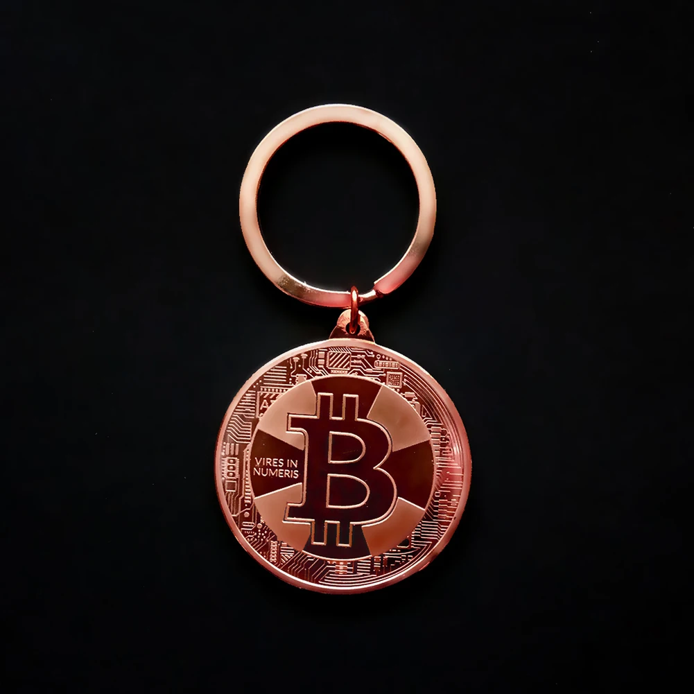 Оптовая продажа позолоченных монет Биткоин цепочка для ключей Коллекционная