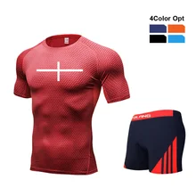 Мужская купальная футболка для мальчиков, шорты боксеры, шорты, одежда для плавания, костюм с короткими штанами, одежда с короткими рукавами для пляжа, спа, бассейна, дышащий комплект