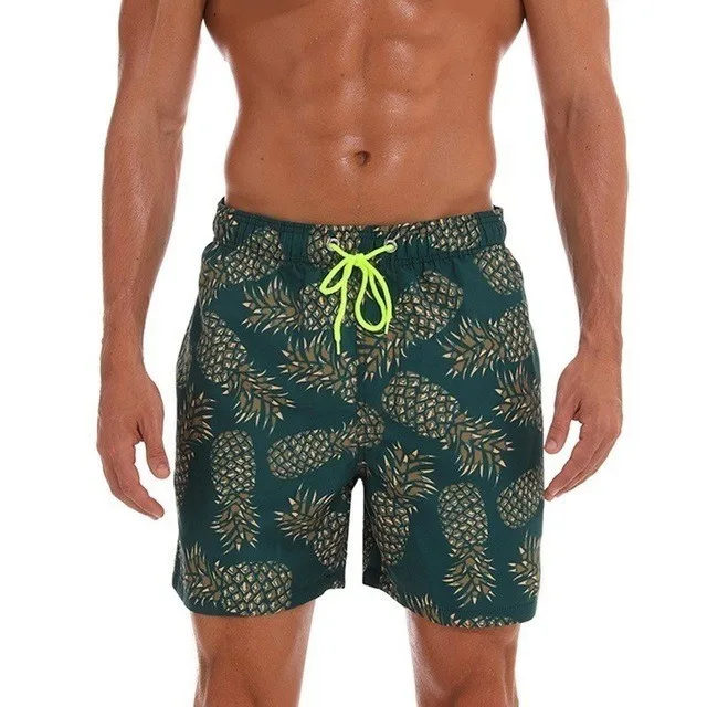 ESCATCH мужские шорты для плавания, Шорты для плавания, пляжные шорты для мужчин, быстросохнущие мужские Бермуды для серфинга, купальный костюм с подкладкой - Цвет: Green Pineapple