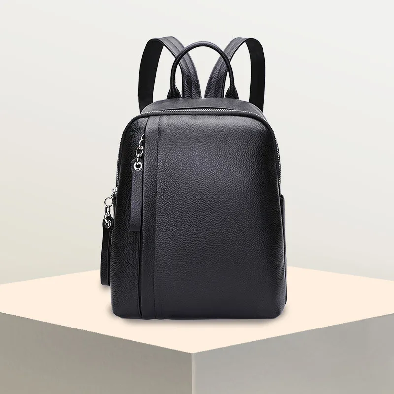 

Women's new leather large-capacity backpack Korean version of the wild leather multi-function travel vertical backpack