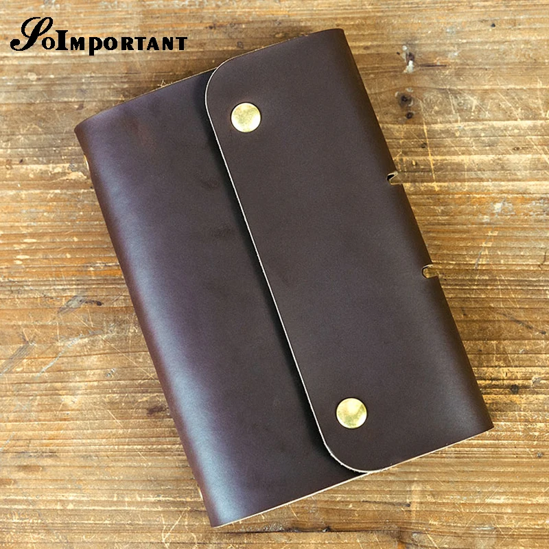 

Vintage Handmade Genuine Leather A6 Notebook Diary Journal Sketchbook Planner Business Travel Cowhide 80 Page Brown Paper Gift