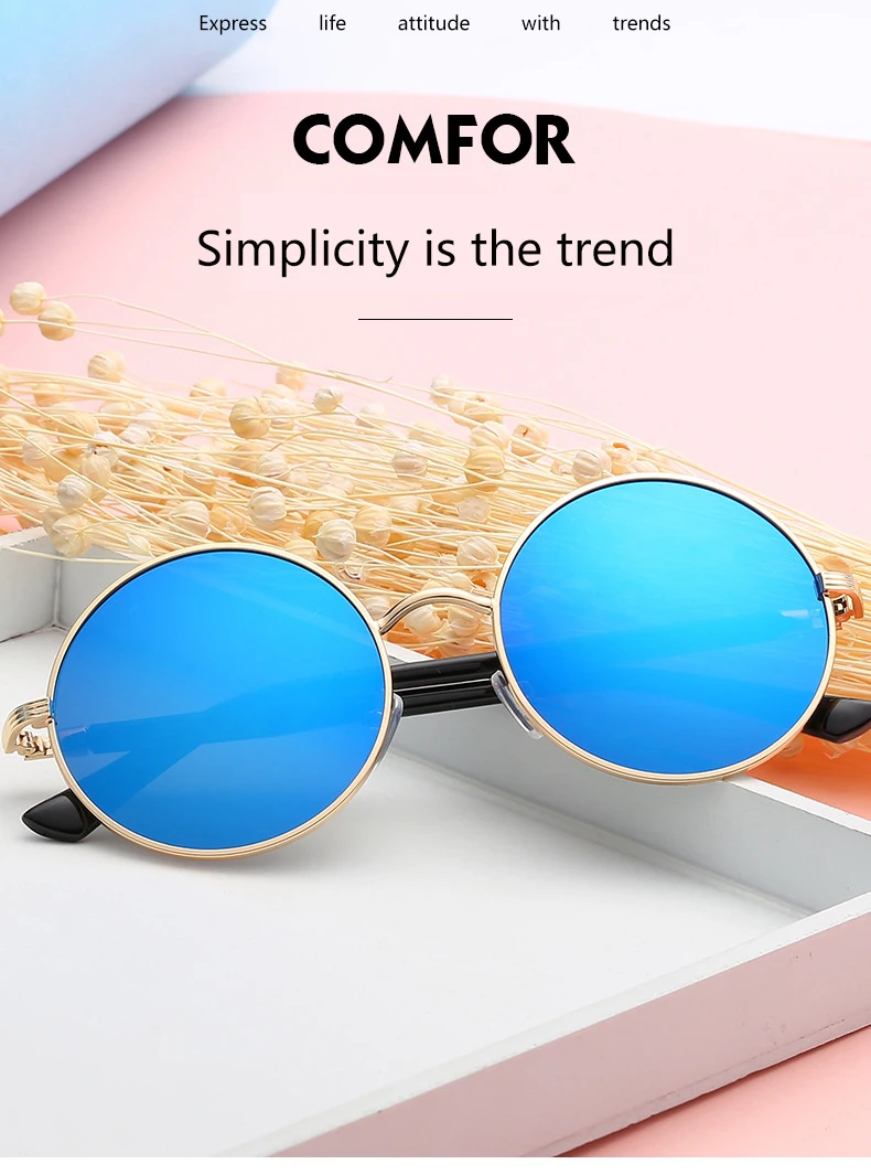 best sunglasses for big nose BOYSEEN Vintage Round Sunglasses Women Reflective Sun glasses Female Women's Shades Brand Designer lunette de soleil UV400 601 designer sunglasses for women