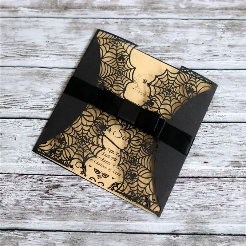 10 pcs laser Cutting Custom Invitations Bow set Design Wedding Banquet Business Event Invitation Card | Дом и сад