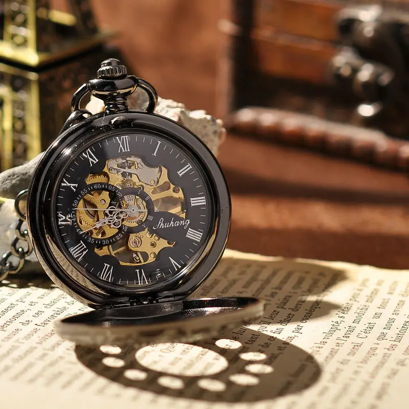 Vintage Cool Skeleton Watches Steampunk Men's Pocket Watch Retro Hand