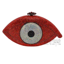 Red Women Clutch Bag Crystal eye Lady Clutches Elegant Shinny Rhinestones Evening Diamond Bags Wedding Purses Wholesale SC023