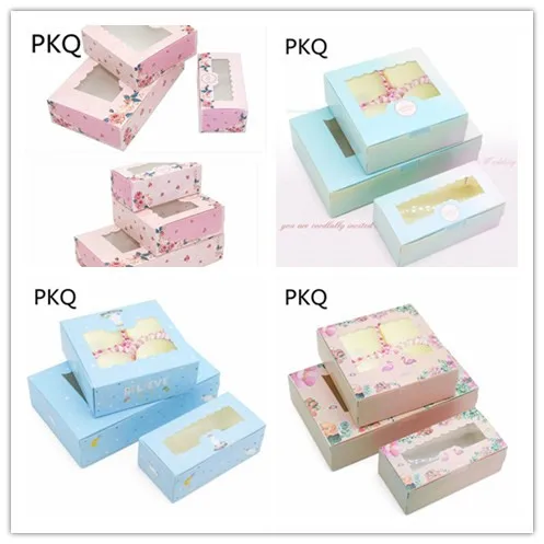 10pcs Pink Macarons Box Cake box with pvc window Chocolate Muffin Biscuit packaging 21.5x13.5x5cm/13.5x13.5x5cm/13.5x7x5cm | Дом и сад