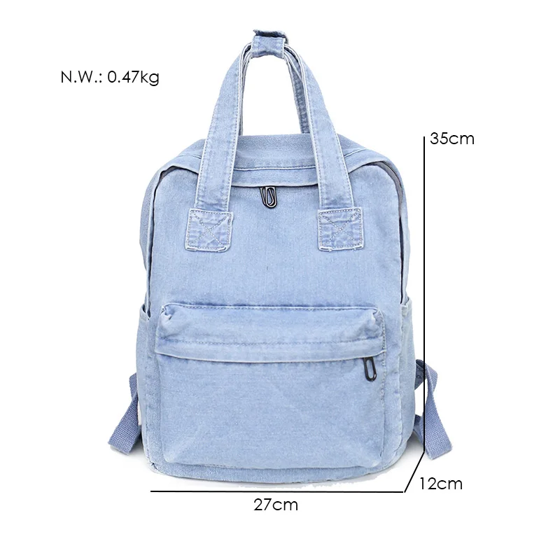 Janespri Women Vintage Washed Denim Jean Backpack Girls Fashion Multifunctional Travel Shoulder Bags Big Campus Mochilas Bolsa  (3)
