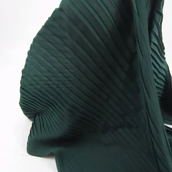 

dark green Pleated Chiffon Panel cloth Vertical crease fabric for bridal dress ruffled pleated chiffon fabric African lace