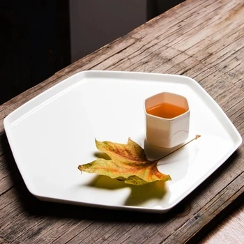

The tea tray shaped ceramic tea tray Guci six corner