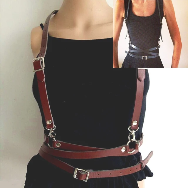 Punk Leather Body Bondage Cage Sculpting Harness Waist Belt Straps Suspenders Belt Bound band