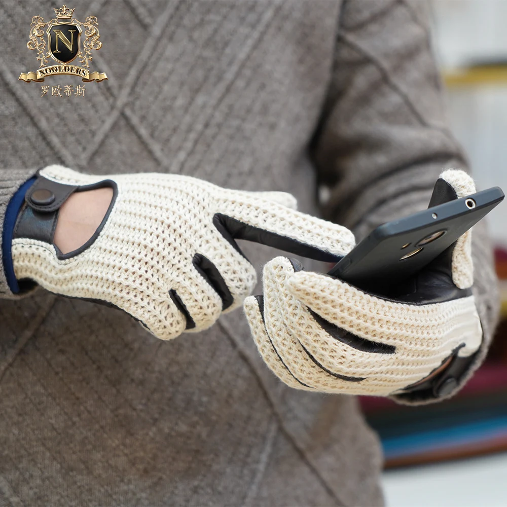 

Latest Man Touchscreen Leather Gloves Knitted Leather Autumn Winter Thin Non-Slip Motorcycle Leather Gloves Male M109