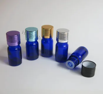 

5ml Cobalt Blue Glass Essential Oil Bottle With Aluminum Lids 10cc Small Glass Container For Essential Oil Use