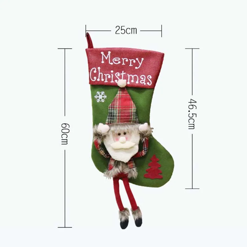 3pcs/set Christmas Stockings Decorations Santa Deer Snowman 3D Candy Socks Xmas Gift Bag Christmas Decorations for Home