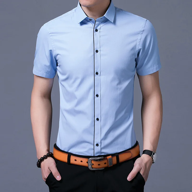 2018 Youth Men Fashion Solid color Bussiness Shirts Male Classic Casual ...