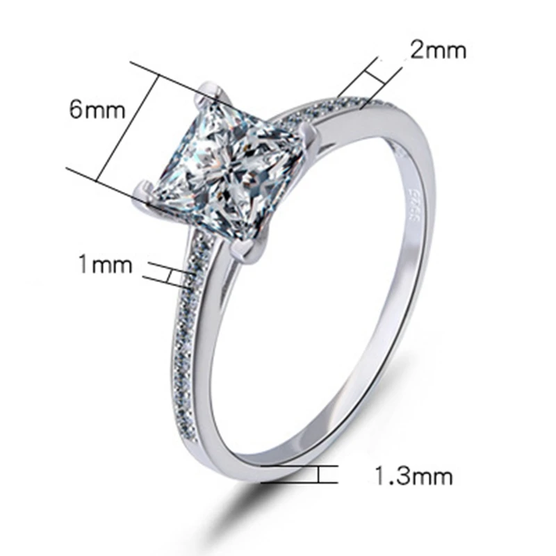 DOYUBO классическое женское серебряное квадратное обручальное кольцо с четырьмя когтями роскошное женское белое ювелирное серебряное кольцо с кубическим цирконием VB284