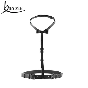 

Sexy Pu Leather Women Body Harness Bondage Cage belts Bow Tie Waist Belt Rave Top Sexy Cosplay High Quality Garters accessories