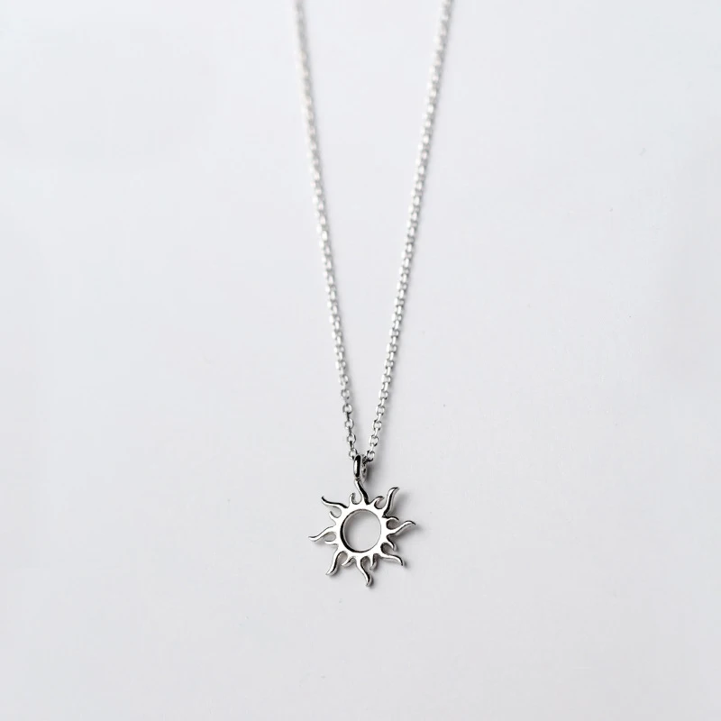 

MloveAcc Necklace & Pendant Solid 925 Sterling Silver Sun Charm Necklace for Women Fine Jewelry Wholesale Female