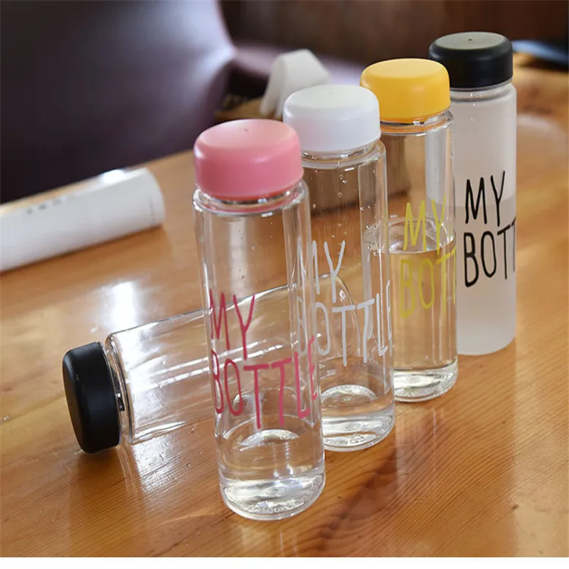 

LINEINHAND Plastic 500ml PC Water Bottles Transparent or frosted Sport Brief style Heat resistant Leakproof color travel Bottle