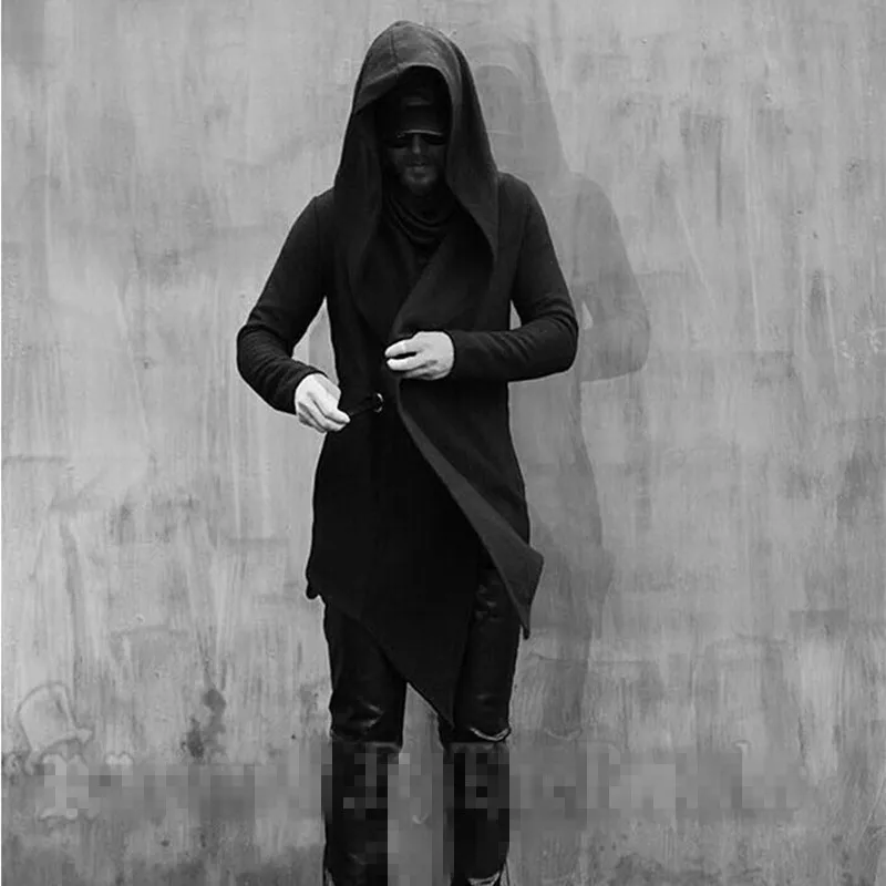 Готический бандажный Тренч мужская верхняя одежда Новинка панк-плащ с длинным рукавом мужские пальто зима шерстяное пальто Rompeviento Larga Hombre