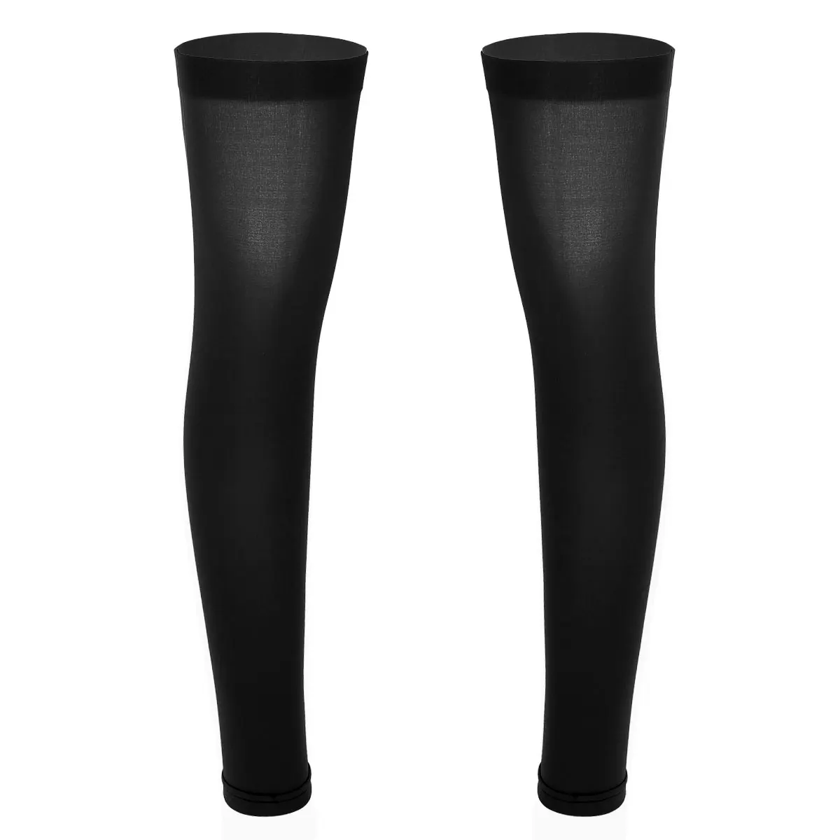 Сексуальные мужские носки до бедра с длинным рукавом для ног, носки для голени и голени, эластичные чулки для костюмированных носков - Цвет: Black