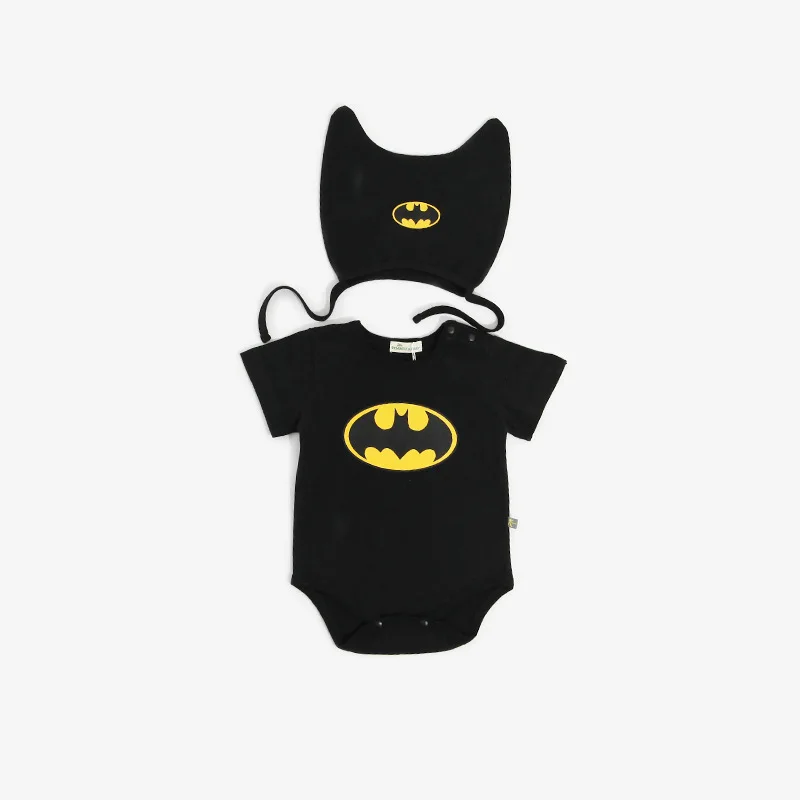 Комбинезоны для новорожденных мальчиков и девочек; хлопковый цельный комбинезон с короткими рукавами; Детские костюмы Супермена; костюм супергероя - Цвет: Batman black