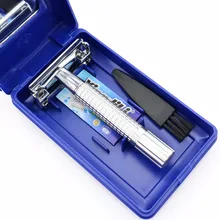 Двухсторонняя Безопасная бритва, металлическая бритва с синей коробкой Yingjili 8206-M, хорошее качество,, низкая цена, 10 шт./лот, новинка