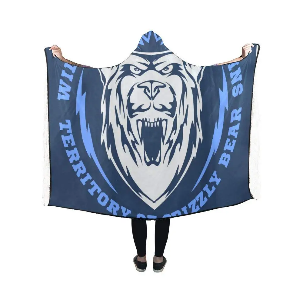 

Portable Wearable Fluffy Custom Hooded Blanket Bear Head Wearable Blanket Comfotable Hooded Throw Wrap RobeBed Blanket