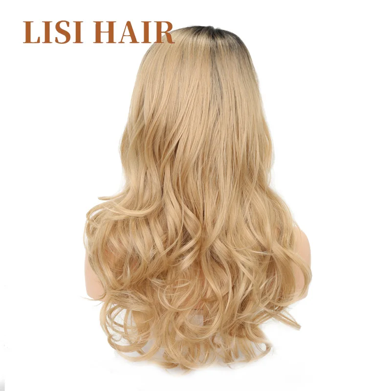 LISI волосы 24 дюйма длинные волнистые черные Омбре светлые цвета парики для женщин высокотемпературное волокно синтетические волосы Средний размер