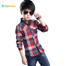 Рубашки для мальчиков клетчатая рубашка тонкая красивая одежда для мальчиков английская школьная Модная рубашка для детей, хлопковая детская одежда