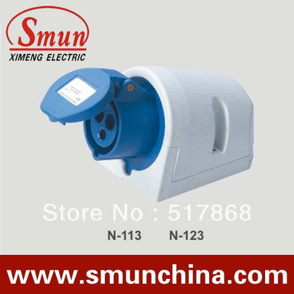 

N-123 32A 220-250V 2P + E 3pin промышленная настенная розетка с CE ROHS 1 год гарантии IP44 градусов PA66