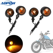 4x Motocicleta Do Vintage Black Metal Chrome Sinais de Volta Indicator Light Para Harley Mini Sportster Bobber Chopper