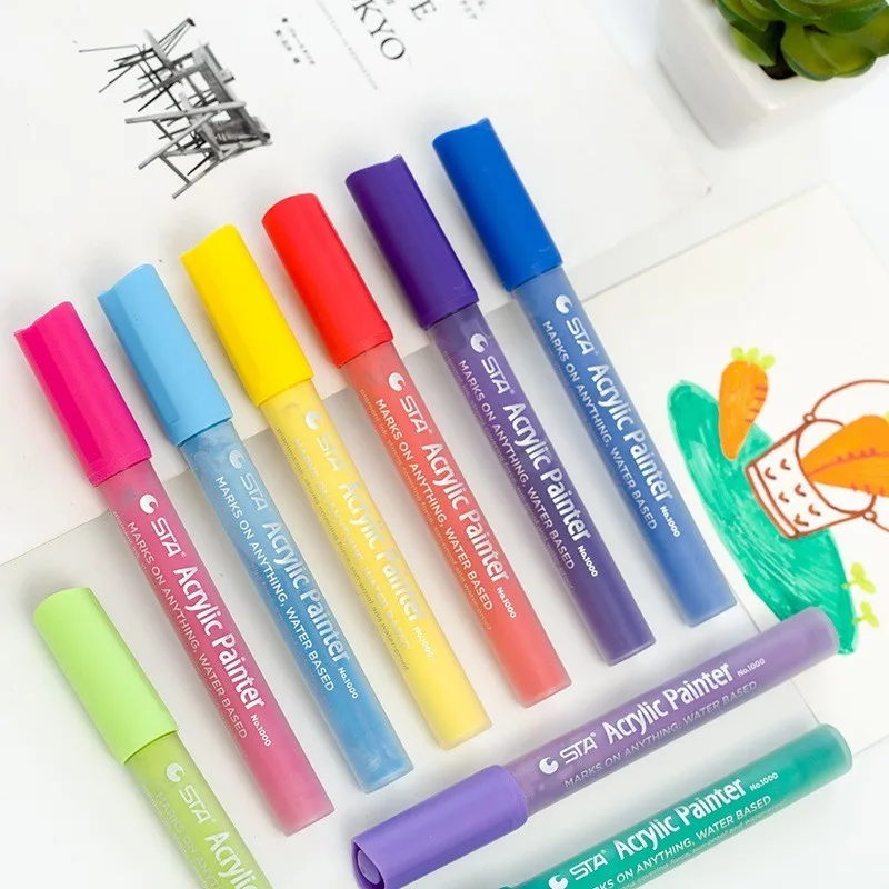 Цветные водонепроницаемые маркеры с круглым носком, перманентные маркеры для рисования, ручки с граффити, офисные школьные канцелярские принадлежности 04313