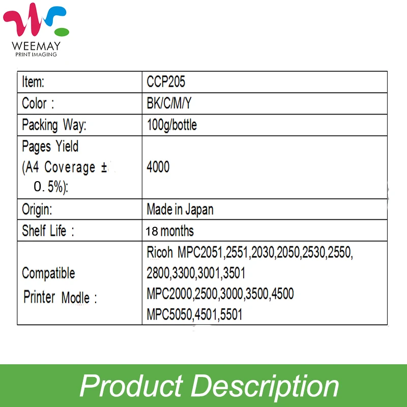 100g/Φ совместимый с Ricoh MPC2551 MPC3500 MPC4501 MPC2051 MPC3501 MPC5501 printer|toner powder|laser printer toner powderlaser |