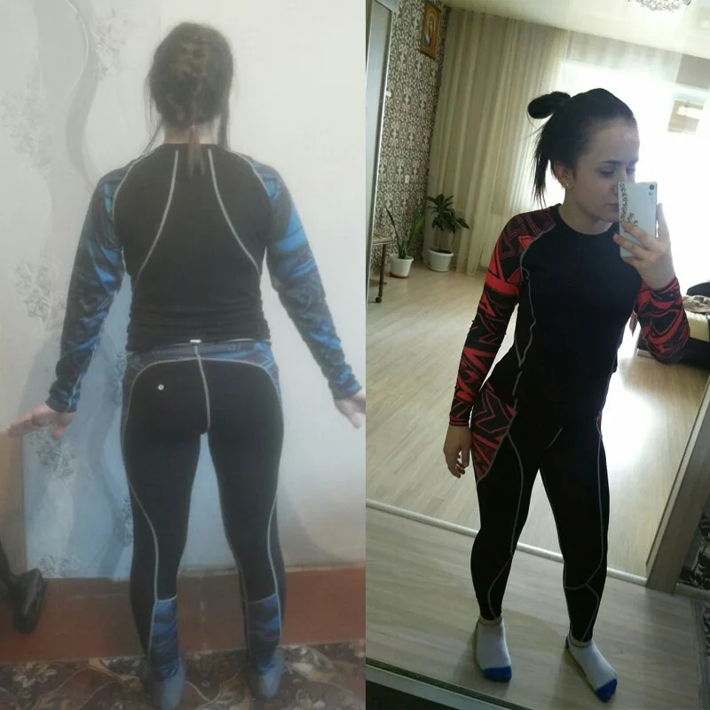 

Jogging Suit Women Sports Women's Running Suit Fleece Thermal Underwear Compression Tights Shirt +Training Leggings 2 Piece kit